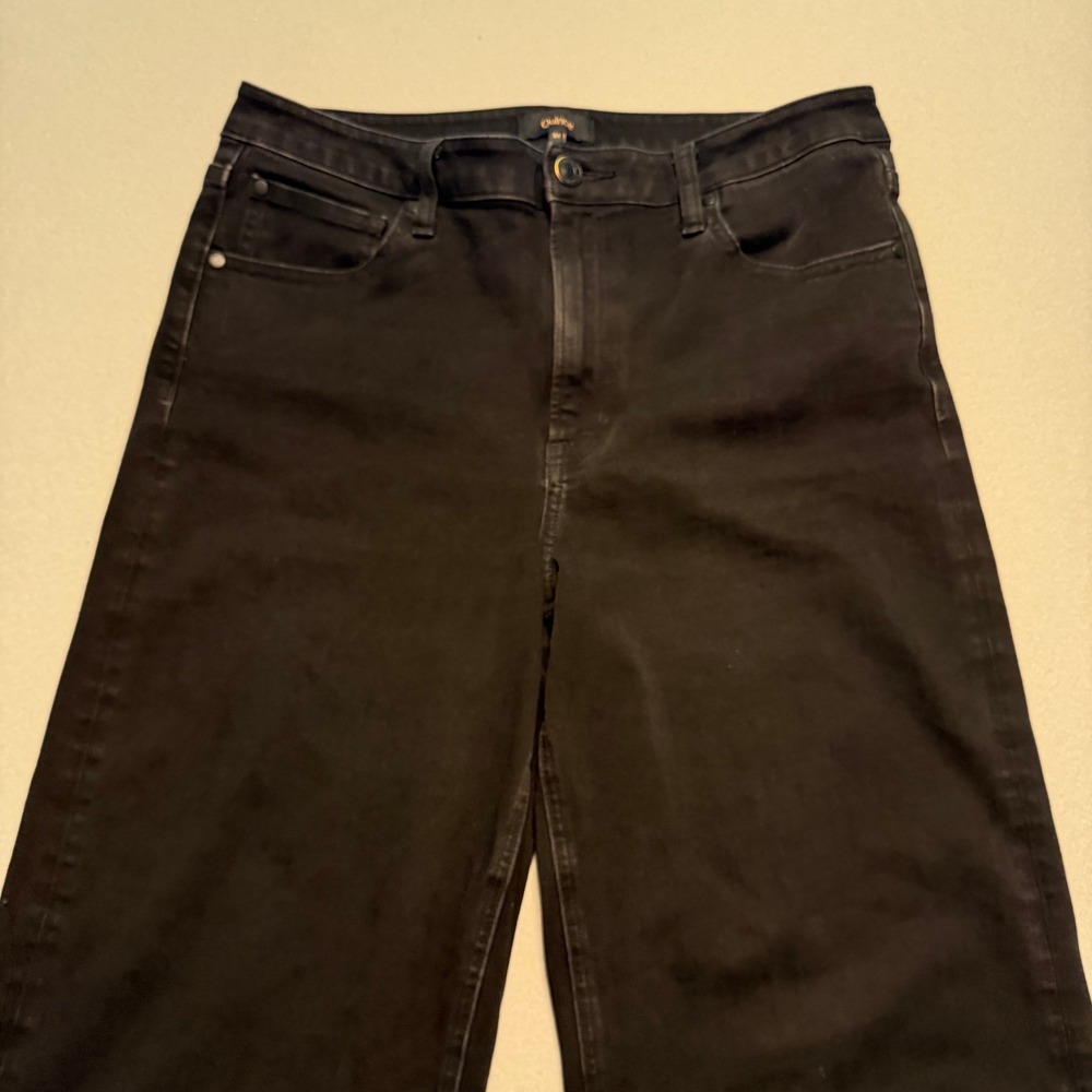 Quince Stretch High Rise Wide Leg Jeans Black Organic Cotton Women Size 31